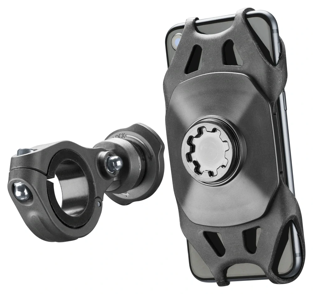Univerzální držák Cellularline Bike Holder PRO pro mobilní telefony k upevnění na řídítka, černý