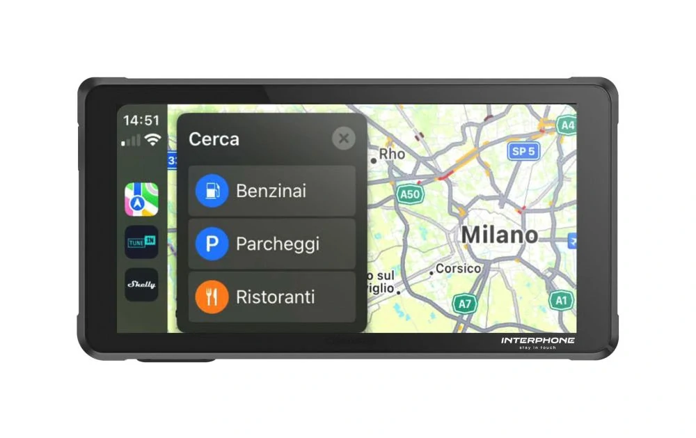 Interphone displej RIDESYNC - Apple CarPlay a Android Auto pro motocykly